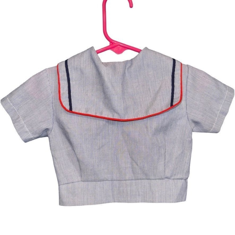 Vtg Bryan 12mo (9/12 mo IMO) Boys Sailor Shirt with Boat Applique VGUC for age! - Picture 4 of 4